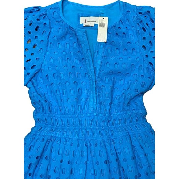 Anthropologie Sz S Dress The Somerset Maxi Eyelet turquoise Blue Tiered V-neck - Picture 3 of 16